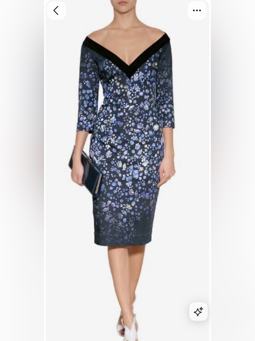 Preen by Thornton Bregazzi Blue Floral V Neck Sheath Dress Size Small
